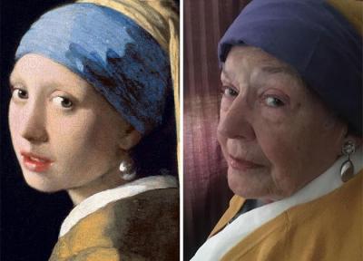 یکی از نتایج پرنشاط قرنطینه کرونایی: بازسازی این تابلوهای کلاسیک توسط مادر 83 ساله!
